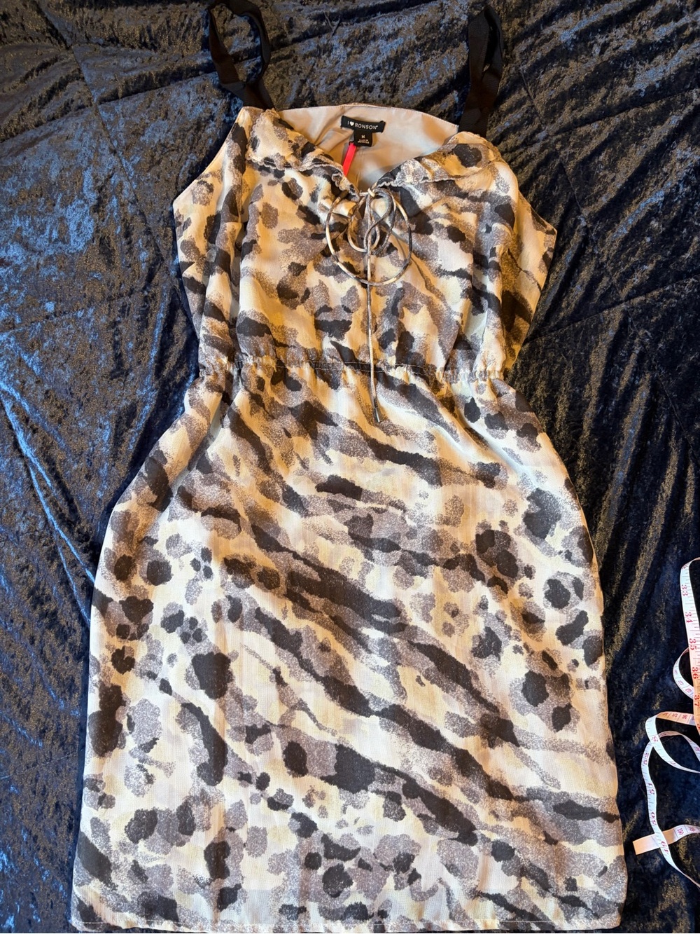 I Heart Ronson Beige and Black Animal Print Slip Dress
